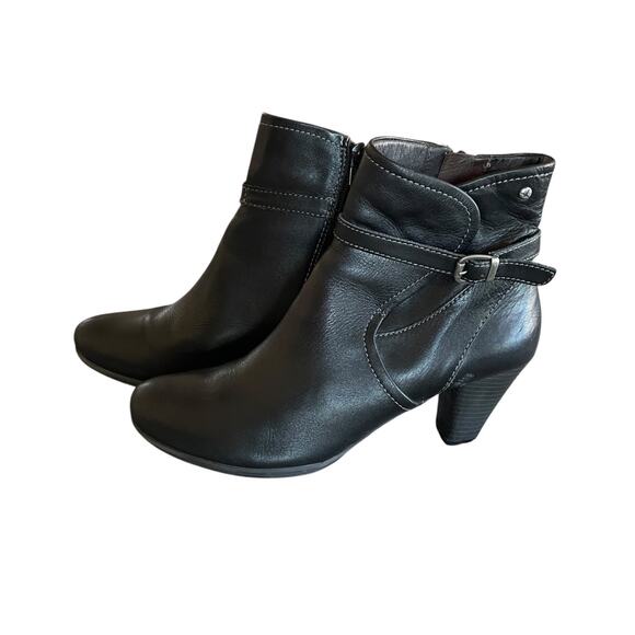 PIKOLINOS Women's Size 40/9-9.5 Black Leather Side Zip Buckle Lined Ankle Boots - Picture 5 of 10